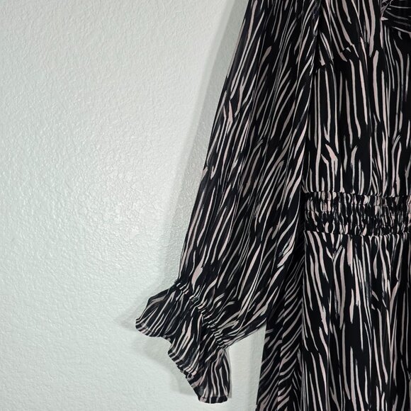 Lane Bryant Zebra Print Dress Women Plus Size 22-24 Black Long Sleeve Boho - Picture 13 of 15